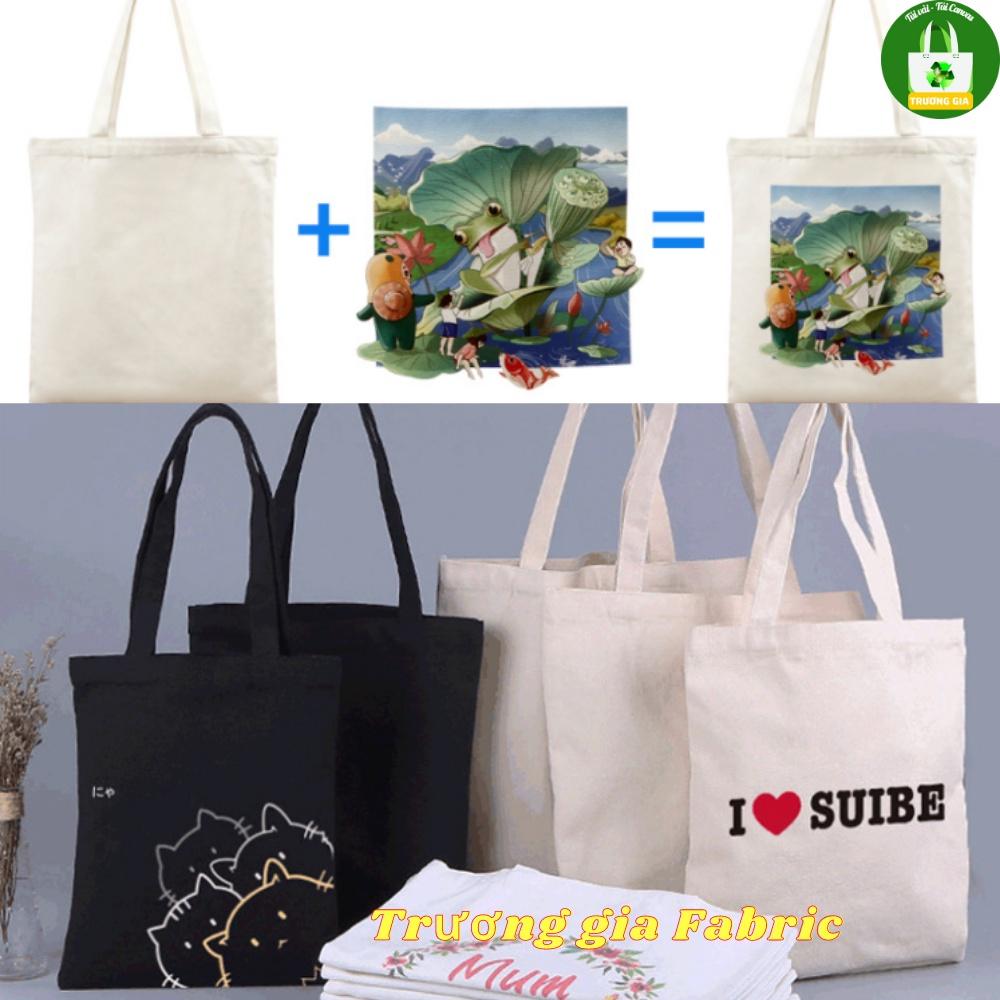 Túi Vải Canvas Túi vải bố Tùy chỉnh kích thước màu đen in logo Quảng cáo thương hiệu doanh nghiệp