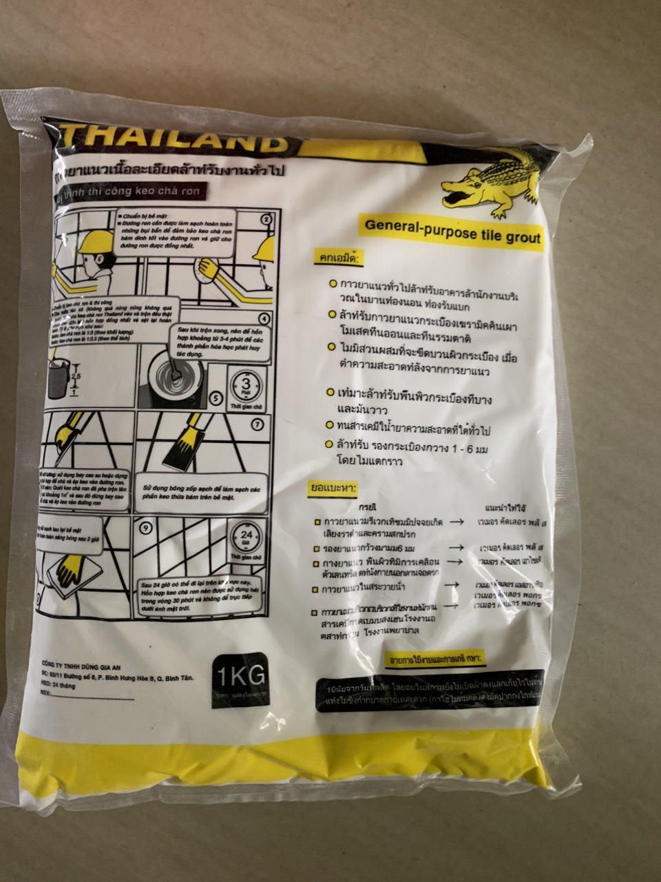 Keo chà ron cá sấu Thái Lan bịch 1kg dùng trét ron gạch