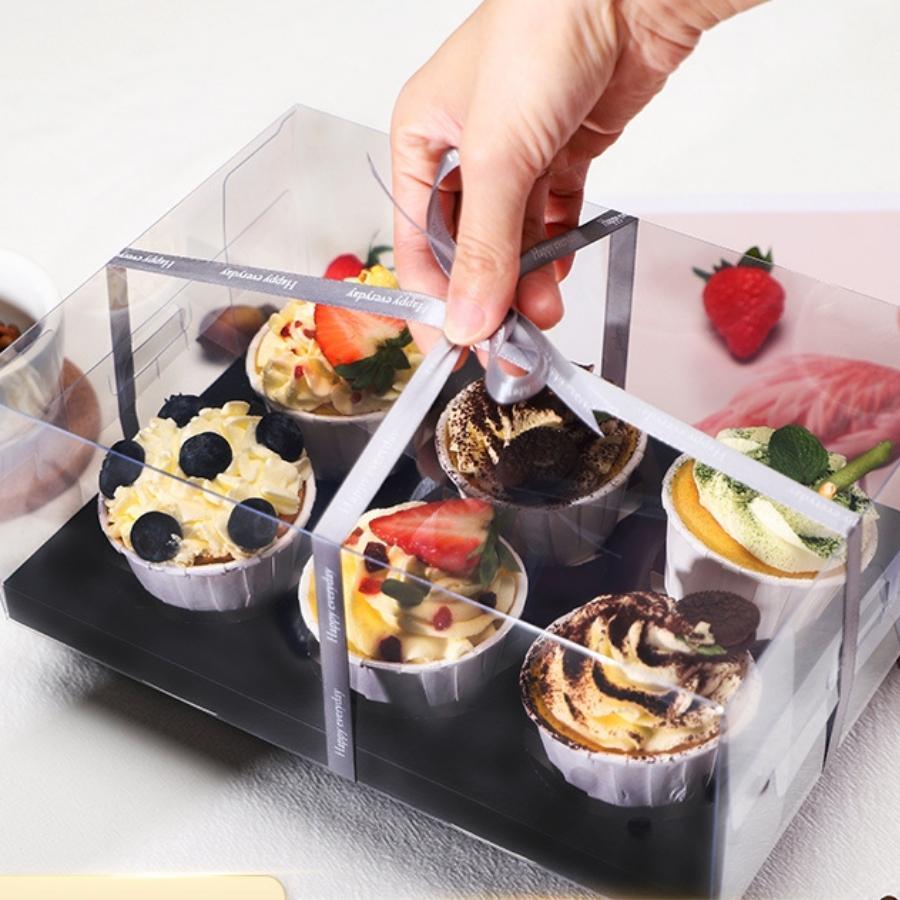 Hộp Đựng Bánh Cupcake Muffin 12 Bánh Phụ Kiện Trang Trí Trong Suốt Sang Trọng - BOXMF12IN
