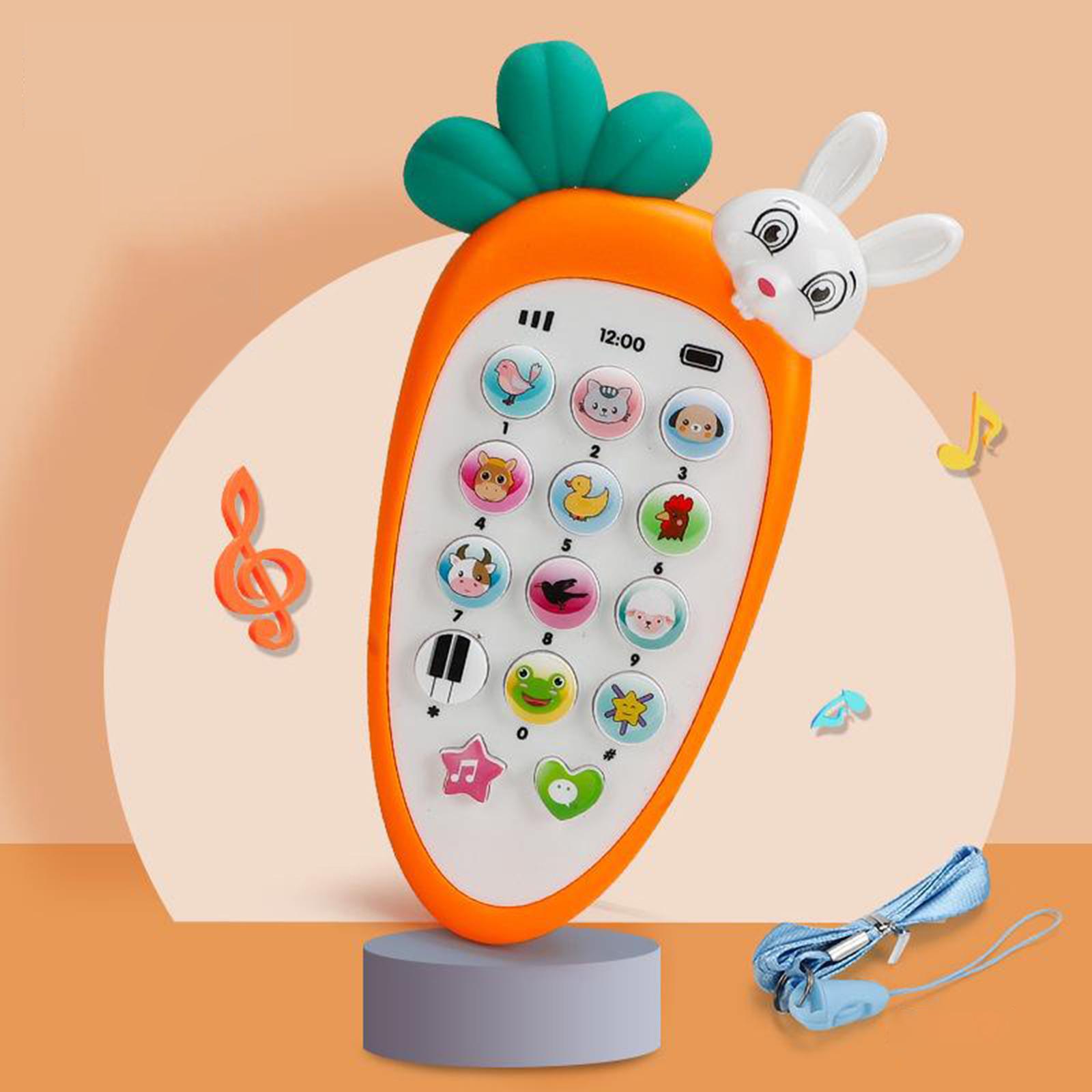 Baby Cell Phone Toy for Learning Early Education Telephone with Silicone Teether Cover Music Lights Help Learn Basic Knowledge for 0-7 Year Old Kids