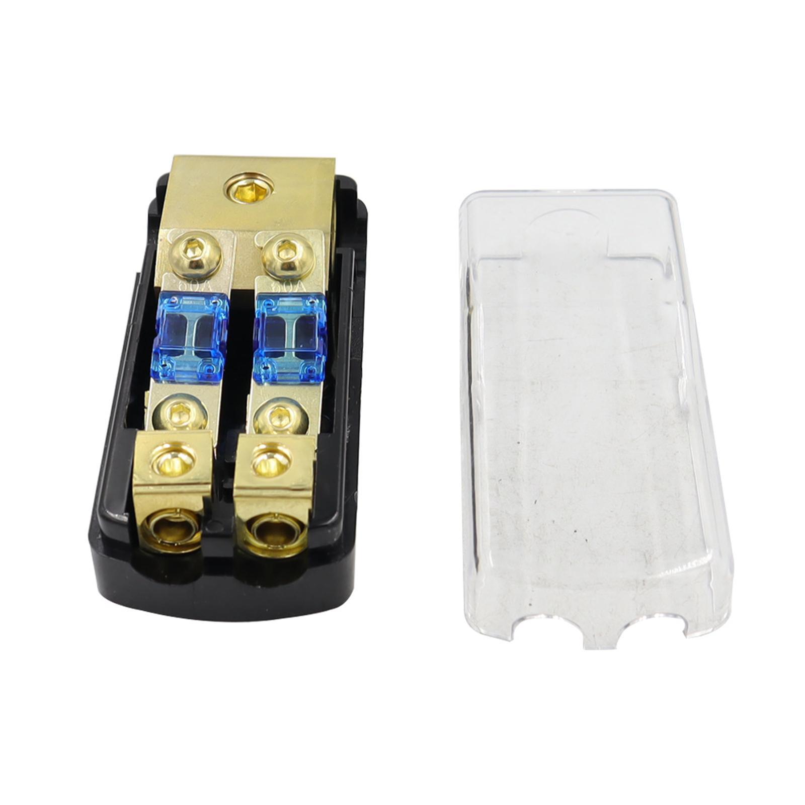 Mini Anl Fuse Holder, Fuse Box Block, Support 0 2 4 Gauge in 4/8 gauges Out 2 Way with 60A Mini Fuse, Distribution Block for Car Audio Stereo