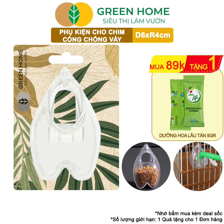 Cóng Chống Vảy Cho Chim GreenHome, Size M, Nhựa Mica, Cho Chim Chào Mào, Yến,.. Siêu Bền, Nhỏ Gọn