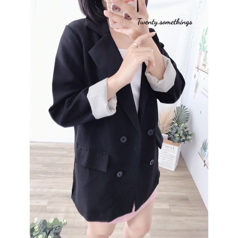 ÁO BLAZER ĐEN 2 LỚP ULZZANG HÀN QUỐC (ảnh thật/sẵn/có video)