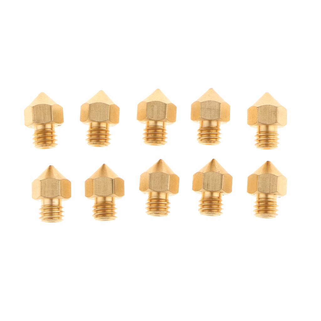 10 Pcs. 3D Printer Nozzle, Extruder Repair Accessory For MK8 3D Printer - Golden