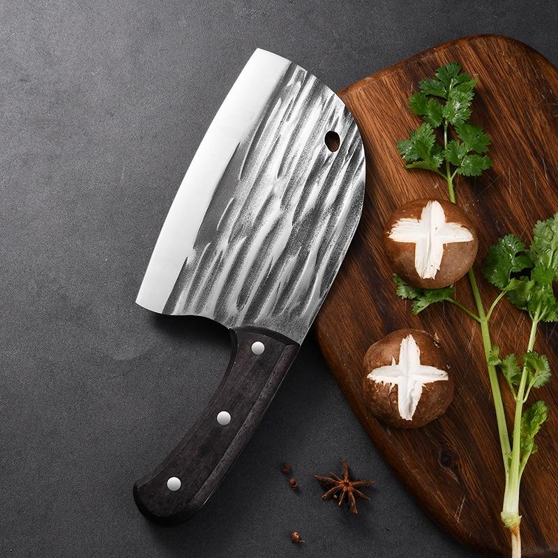 Dao bếp thái chặt gà vịt không rỉ , mặt dao dập chìm hoa văn phong thủy, giữ sắc bền - TR5 tc