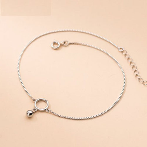 Lắc chân bạc nữ bi tròn LCBN271 - Lắc chân bi đơn giản 2TSilver