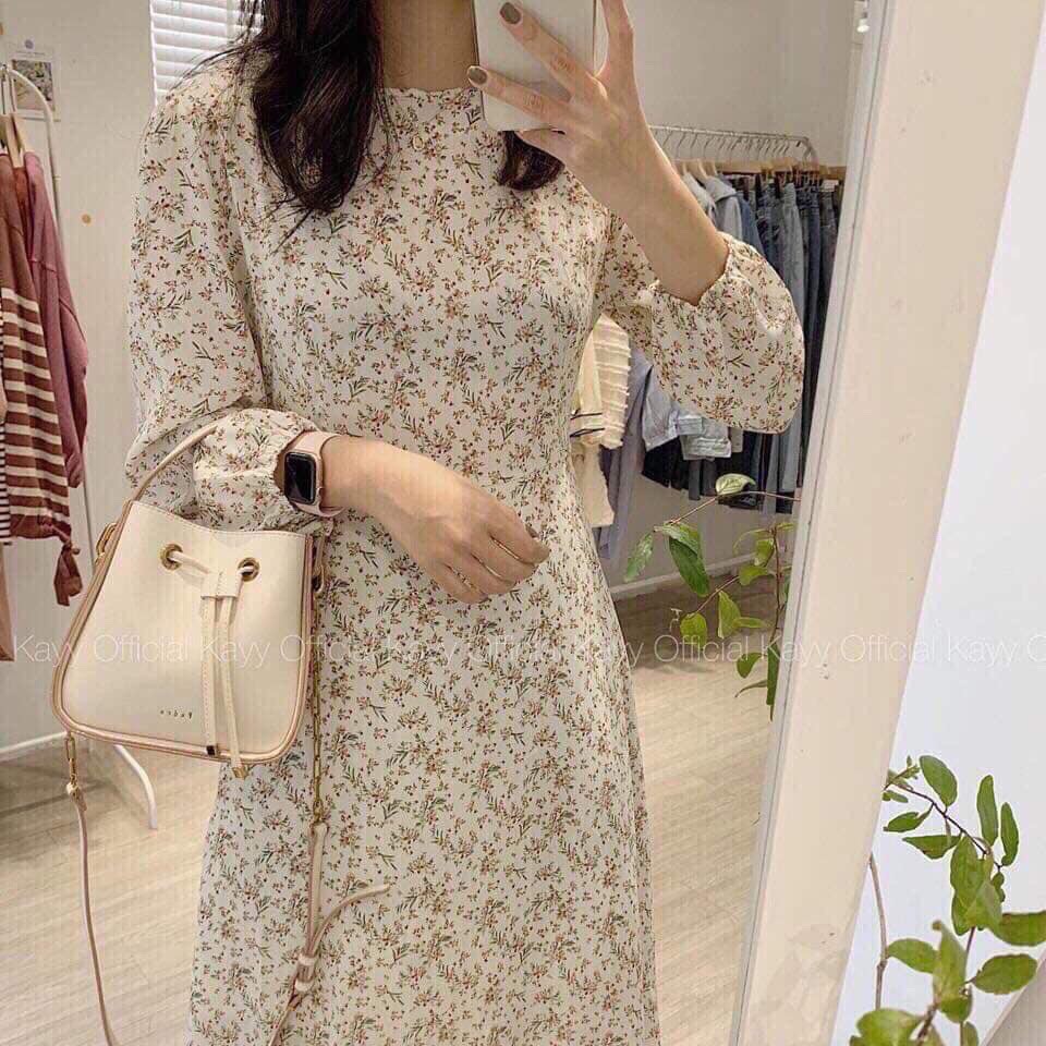 Đầm nữ thời trang Haint Boutique,đầm hoa nhí váy nữ vintage màu sắc nhẹ nhàng chất mềm HB18