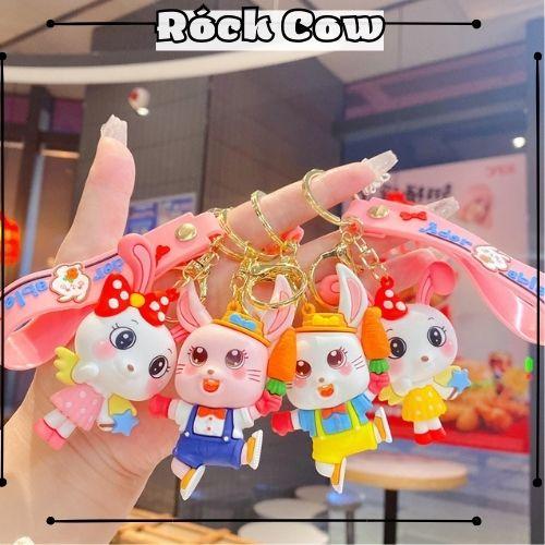 Móc khóa thỏ con cao cấp đẹp cute hình thú dễ thương phụ kiện túi xách MK4 - Rockcow