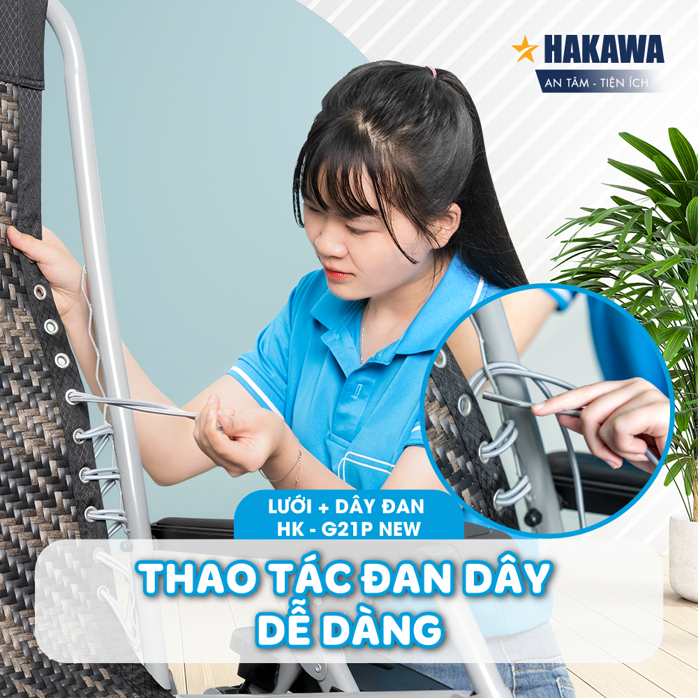 BỘ DÂY ĐAN VÀ LƯỚI GHẾ XẾP THƯ GIÃN HAKAWA HK-G21P NEW