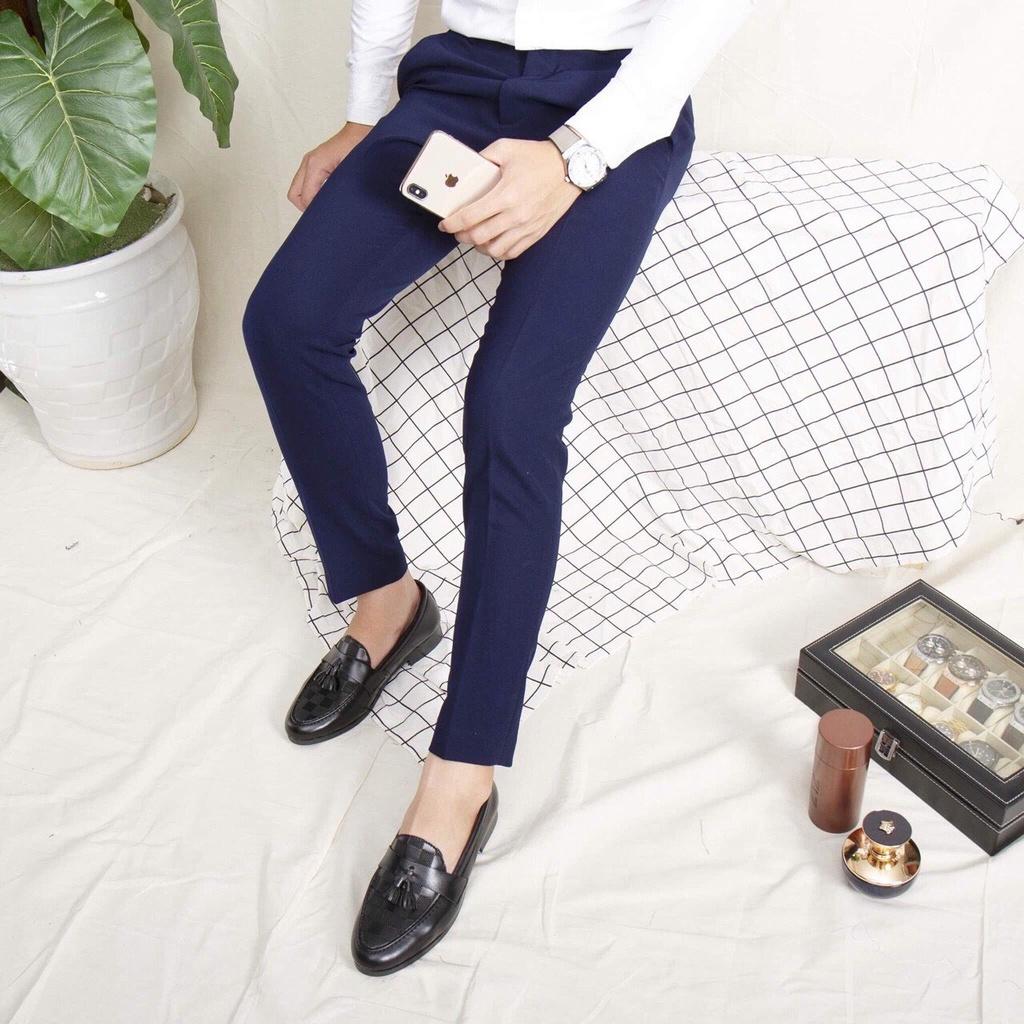 Quần Tây Âu Nam Ống Côn Loại Vải Cotton 4 Chiều Dày Dặn Co Giãn Dáng Ôm Không Nhăn Form Chuẩn Thời Trang