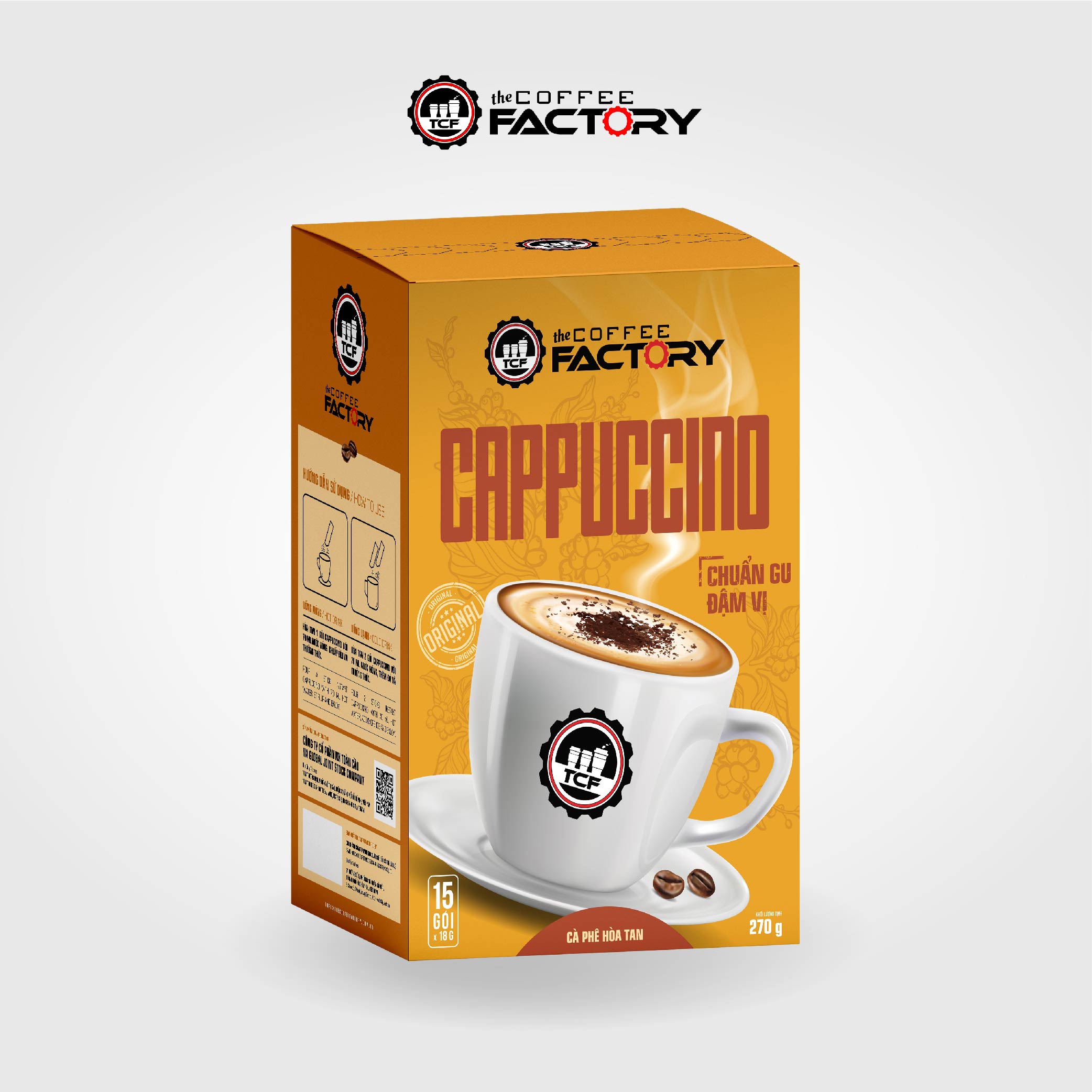 Combo 2 hộp cà phê hoàn tan The Coffee Factory: Cappuccino + Bạc xỉu vị bạc hà