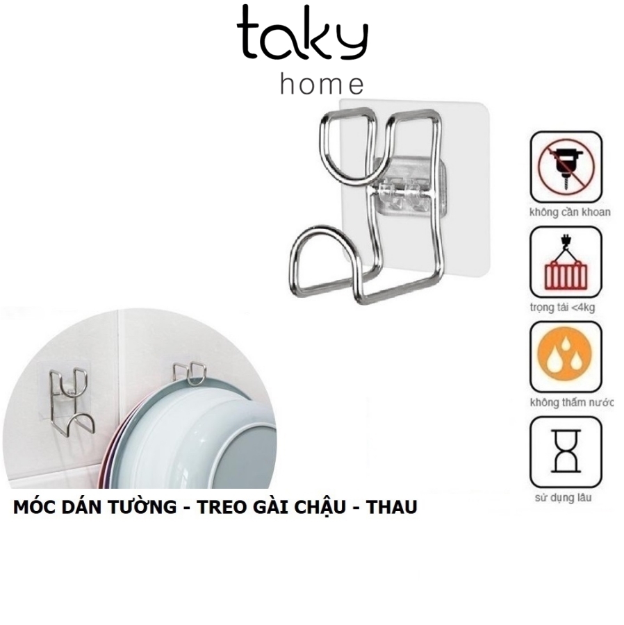 Móc Inox Treo Thau, Treo Chậu Dán Tường Nhà Tắm , Treo Đồ Đa Năng Nhỏ Gọn, Không Khoan Đục, Tiện Dụng Gia Đinh. TakyHome 2013