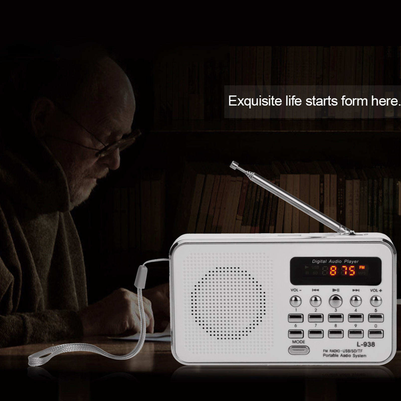 Loa Âm Thanh Nổi Kỹ Thuật Số 3W L-938 Đài FM Mini Chất Lượng Âm Thanh Trung Thực Cao Với Màn Hình 1,5 Inch