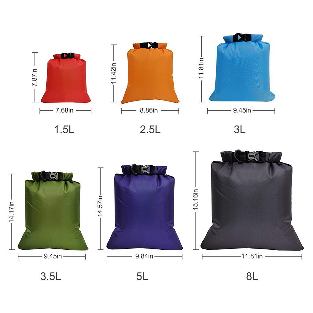 2x 6 Pcs WaterProof Dry Bags, Polyester Dry Sack, Muti-size Canoe Boat Dry Bags Set for Kayaking Camping Hiking