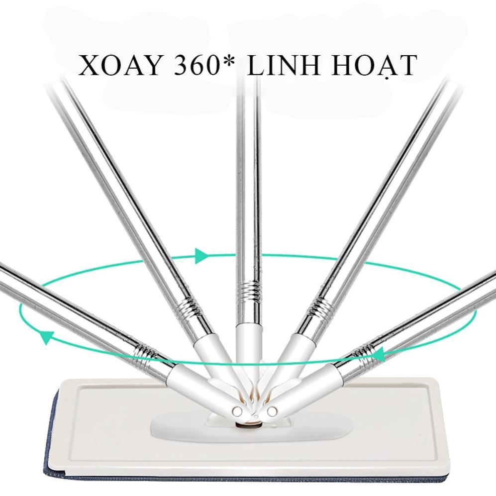 Bộ cây lau nhà chổi lau nhà tự vắt 360 độ thông minh, cao cấp tặng kèm 2 bông lau tiện lợi