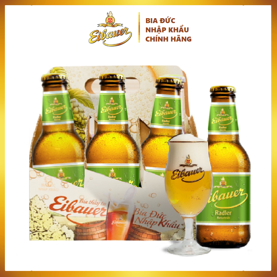 Combo Lôc 6 Chai Bia Đức Eibauer Radler 250ml Hương Vị Trái Cây Vùng Ôn Đới