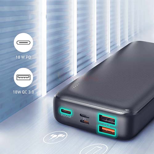 Sạc dự phòng Aukey Basix Plus 22.5W PD QC 3.0 20000 mAh PB-N74S - Hàng chính hãng