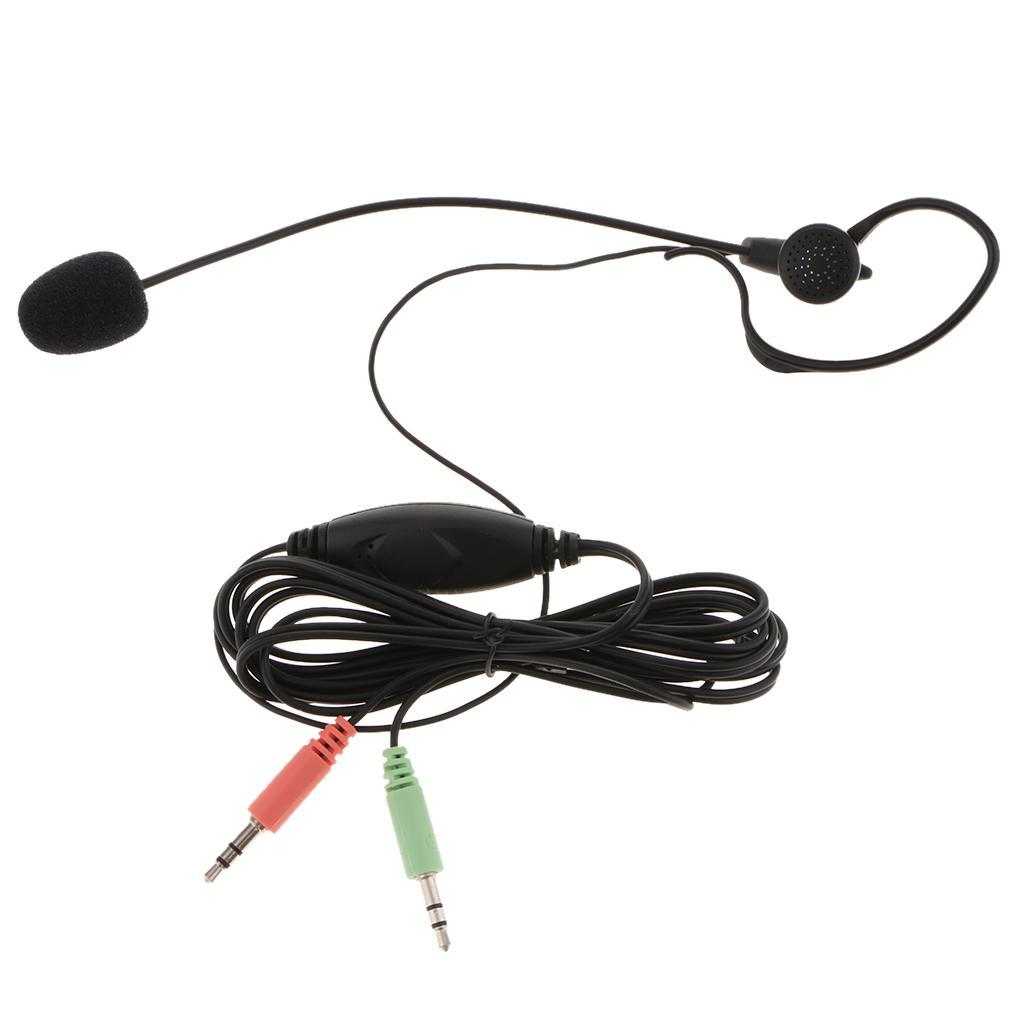 Dual 3.5mm PC Headset, Monaural Earhook Headphone with Microphone
