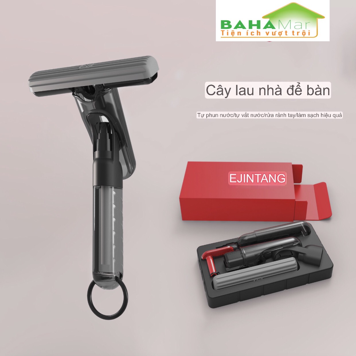 CÂY LAU MINI TỰ VẮT CÓ TÍCH HỢP VÒI PHUN NƯỚC TẠO ẨM SỬ DỤNG KÉP LAU BÀN, LAU KÍNH, LAU BẾP, VỆ SINH GIA ĐÌNH THUẬN TIỆN  "BAHAMAR " Có đầu xịt khử trùng làm sạch sâu, làm sạch tức thì và có khả năng ức chế vi khuẩn.