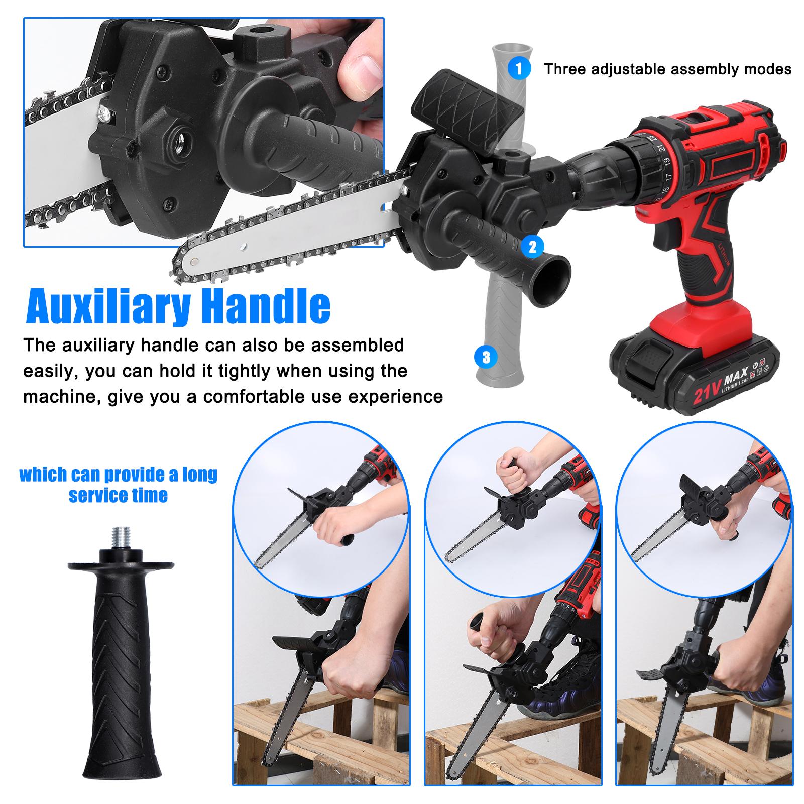 Máy khoan điện 6 inch được sửa đổi thành Công cụ đính kèm cưa xích điện Phụ kiện cưa xích điện Bộ công cụ sửa đổi thiết thực Dụng cụ cắt chế biến gỗ