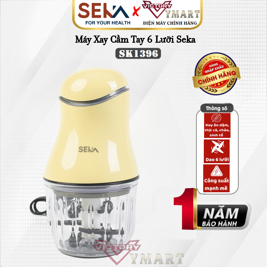 Máy xay cầm tay 6 lưỡi SEKA SK 1396 xay thịt, rau củ, xay tỏi ớt, Máy xay đồ ăn dặm cho bé + Tặng kèm dụng cụ rửa máy - Hàng chính hãng