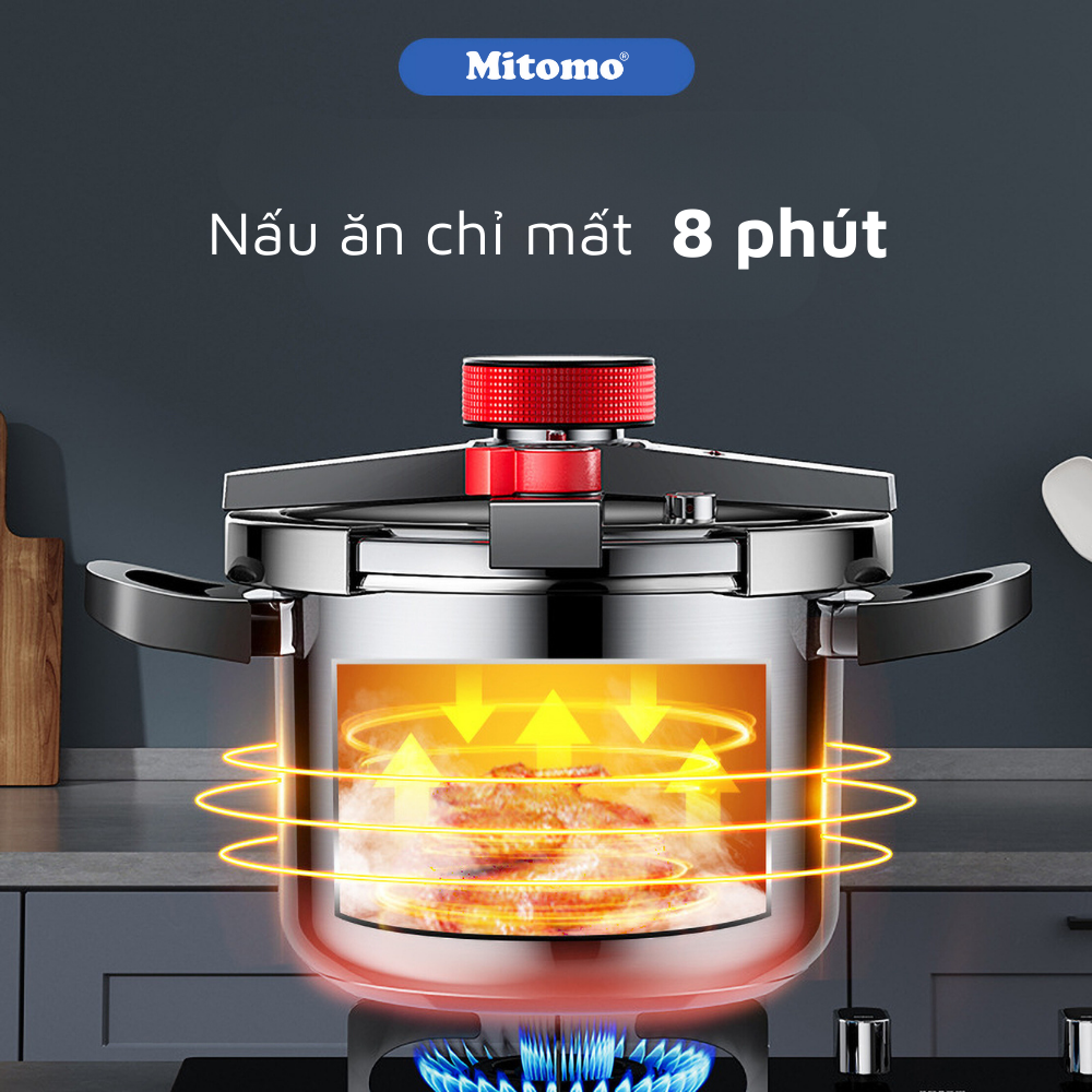 Nồi áp suất inox đáy từ cao cấp Mitomo 304AEU, nấu trên mọi loại bếp - Hàng chính hãng bảo hành 12 tháng