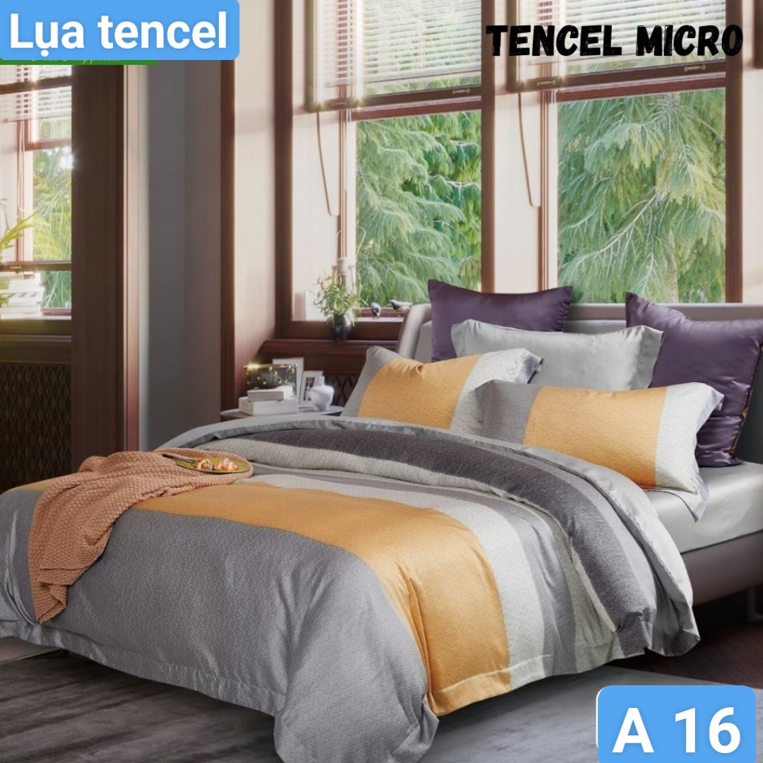 Bộ drap gối Tencel vải Hàn Quốc , đỉnh cao mát , mềm mại { drap và 3 áo gối}