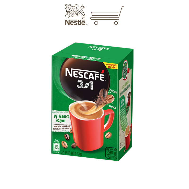 Combo 4 hộp cà phê NESCAFÉ 3IN1 VỊ RANG ĐẬM - công thức cải tiến (Hộp 20 gói x 16g)