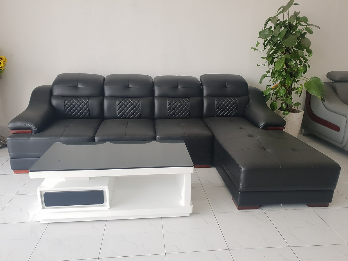 Sofa da Tundo phòng khách 2m8 x 1m8 màu đen yêu cầu màu