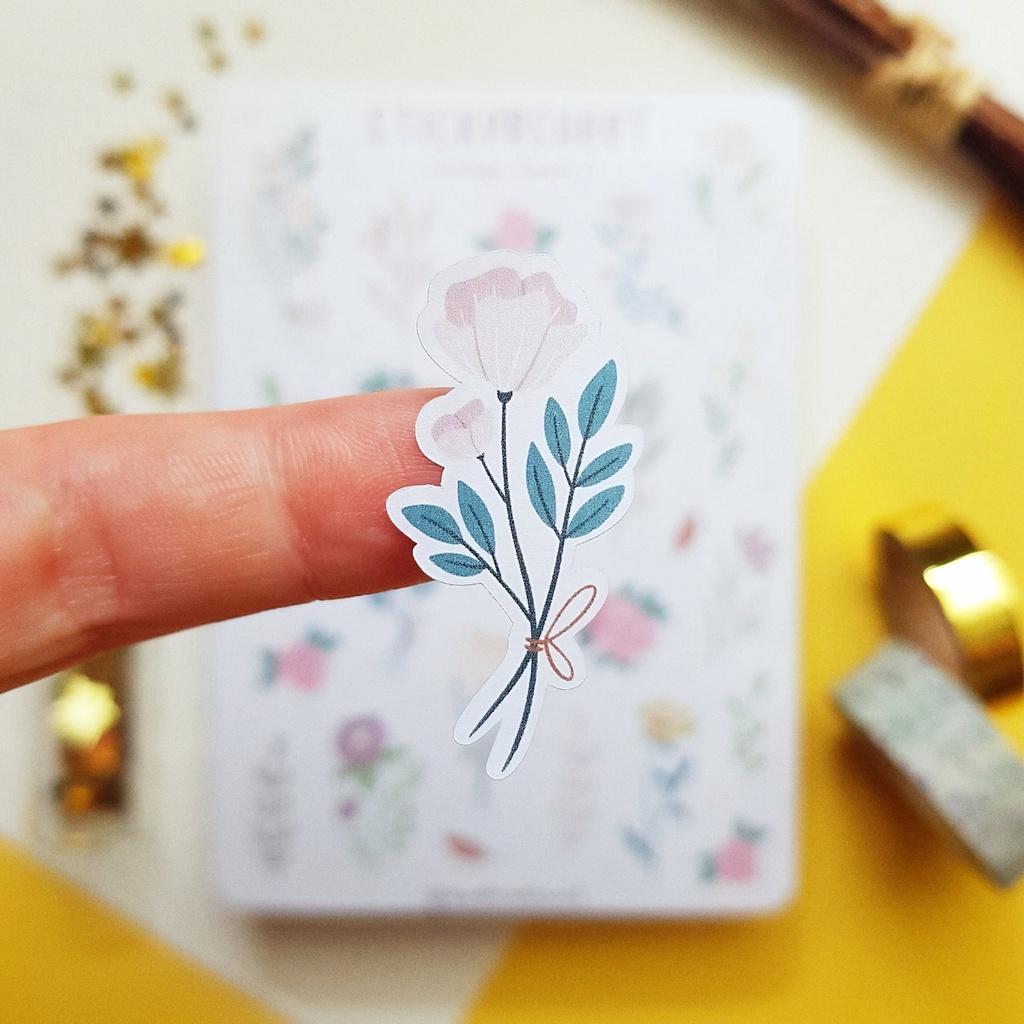 Sticker Sheet - Vintage Flowers - Chuyên dán sổ | Bullet Journal Stickers, Floral Sticker,Flower Sticker, Vintage Sticke