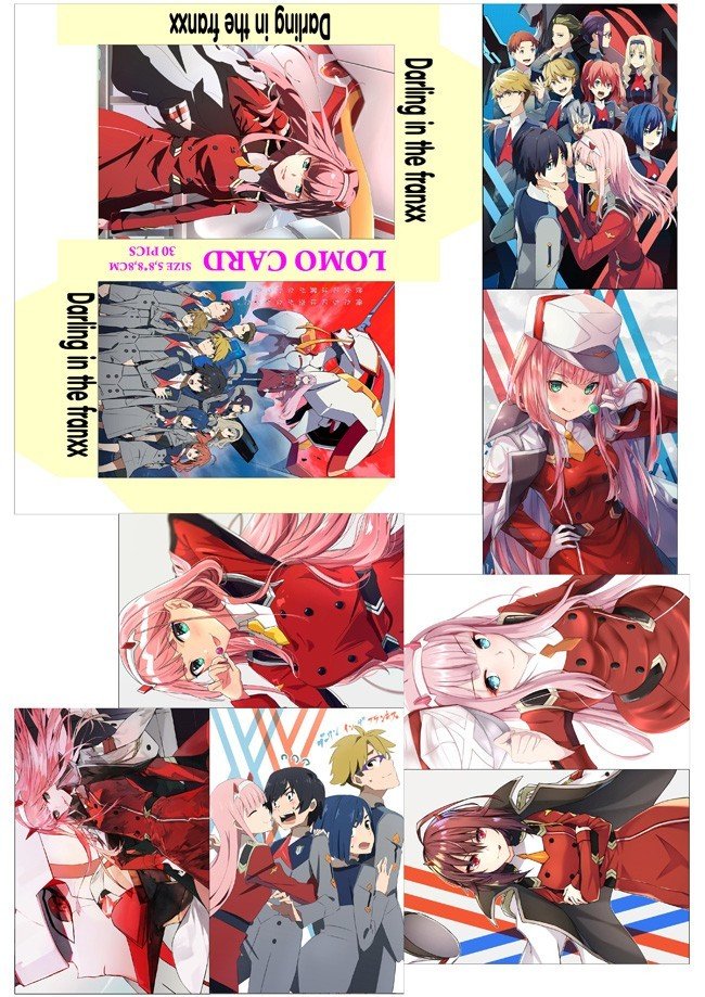 Thẻ card 23 tấm in hình Darling in the Franxx ép lụa khác nhau/ ảnh card darling in the Franxx