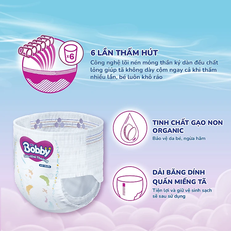 [TẶNG KÈM 4 MIẾNG] Tã quần Bobby Siêu Khô Thoáng - 100% Thoáng Khí Mega Jumbo M112+4
