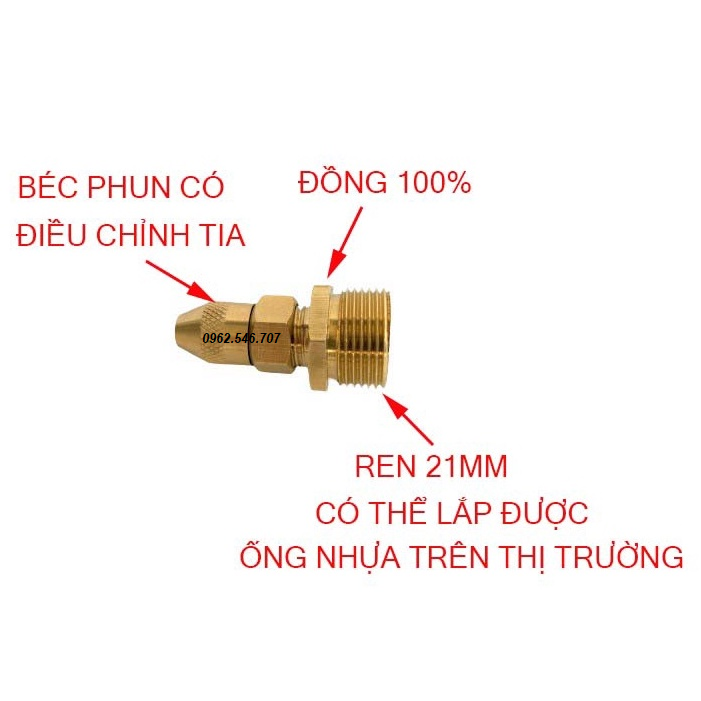 Bec phun sương đầu đồng phi 21 - có thể lắp được ống nhựa PVC