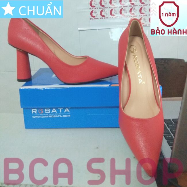 Giày cao gót nữ 8p RO448 ROSATA tại BCASHOP da tạo vân thời trang, gót trụ cách điệu - màu đỏ