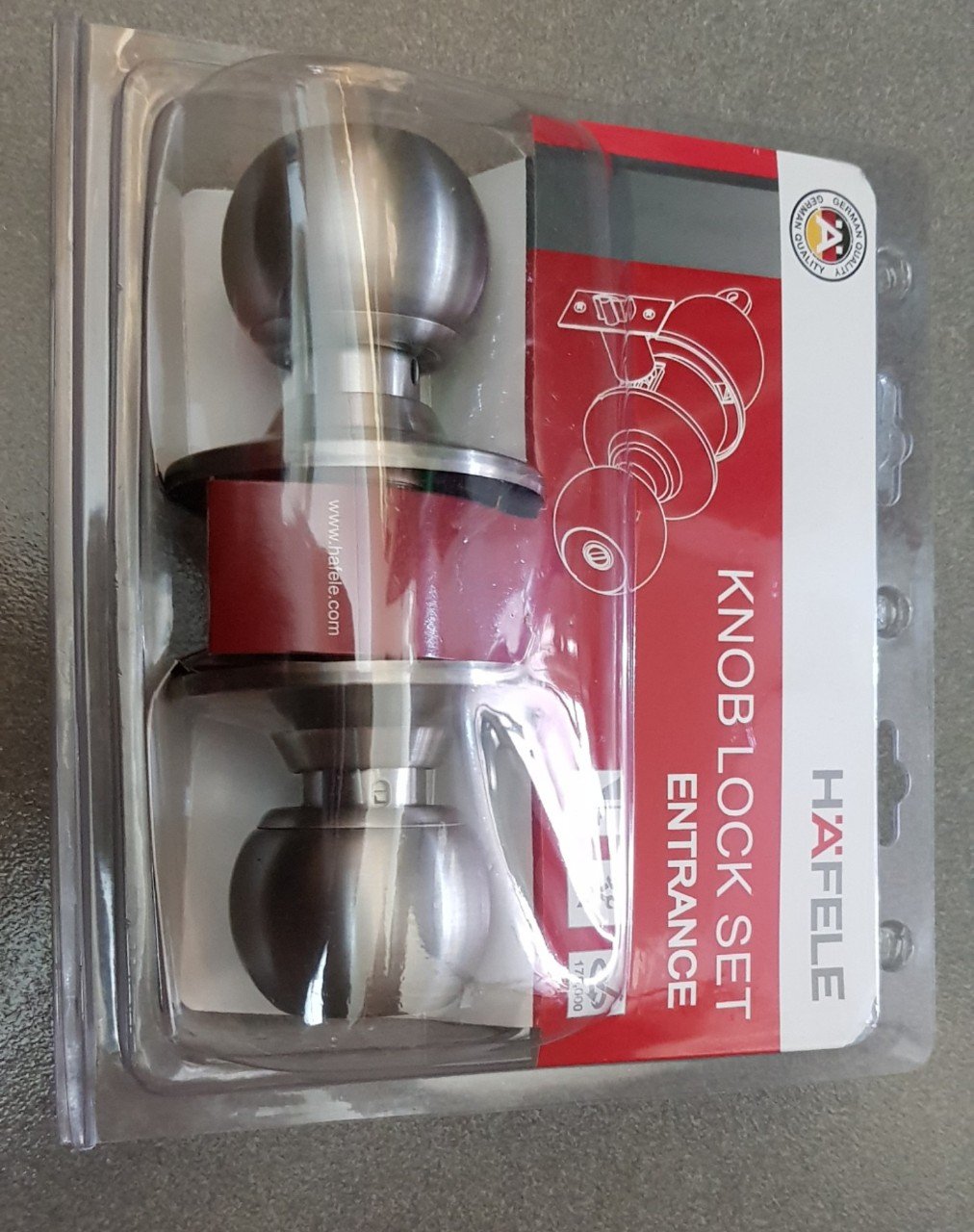 Tay nắm tròn =KL, cửa đi màu inox mờ Hafele 489.93.130
