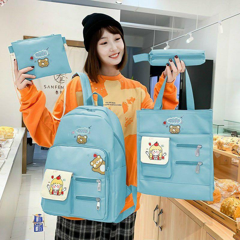 Set 4 món balo đi học sinh sinh viên cấp 1,2,3 - CUTE