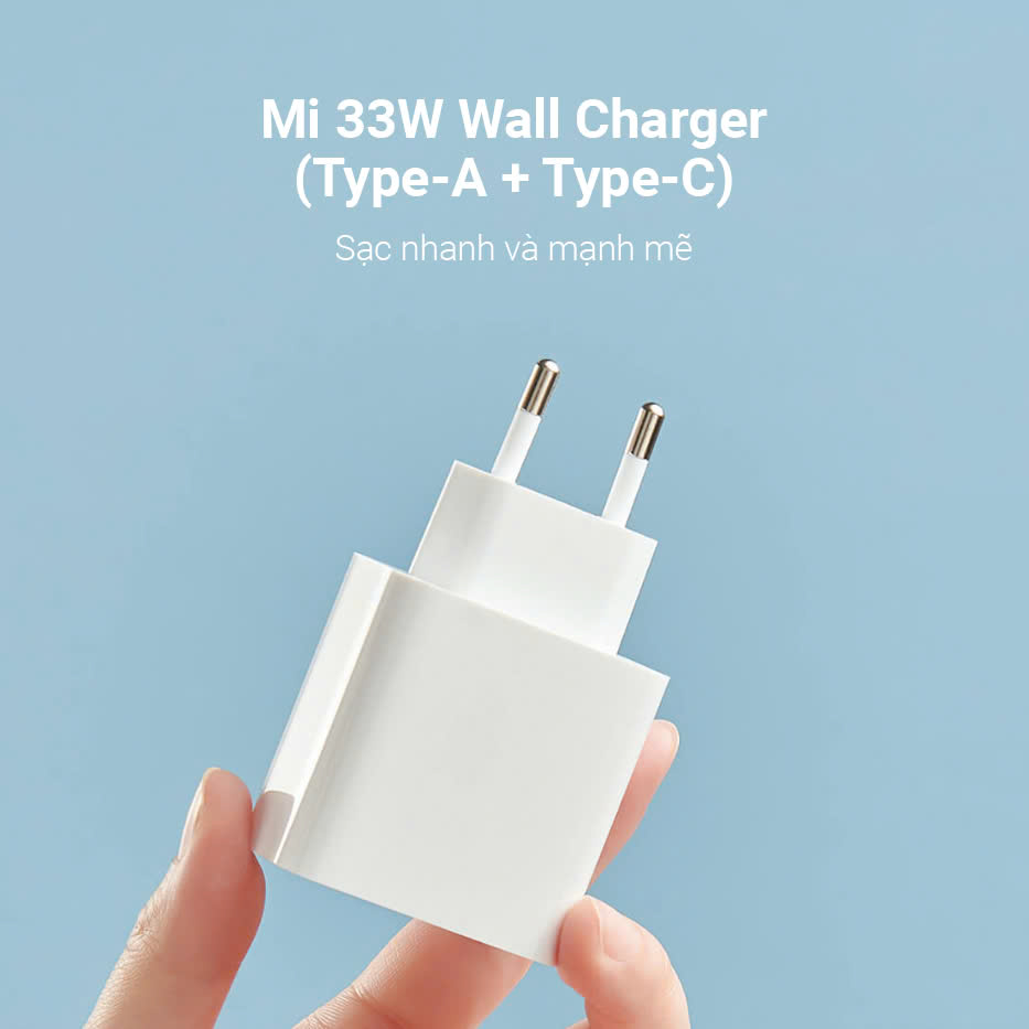 Củ Sạc Nhanh Xiaomi Mi 33W Wall Charger (Type A + Type C) EU - Hàng Chính Hãng