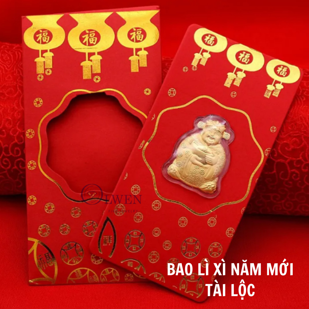 Bao Lì Xì Thần Tài Olwen Mạ Vàng Thu Hút Tài Lộc May Mắn