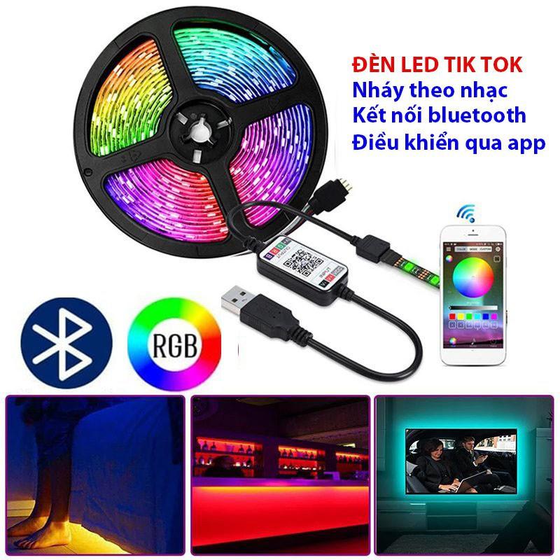 Đèn Led Tiktok 5m 5050RGB Mix DIY Trên 50 Màu Trang Trí Phòng Ngủ Nháy Theo Nhạc Sử Dụng App