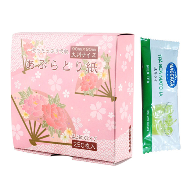 Set 250 Giấy Thấm Dầu Nhật Bản + Tặng Gói Trà Sữa Matcha Macca Cực Ngon