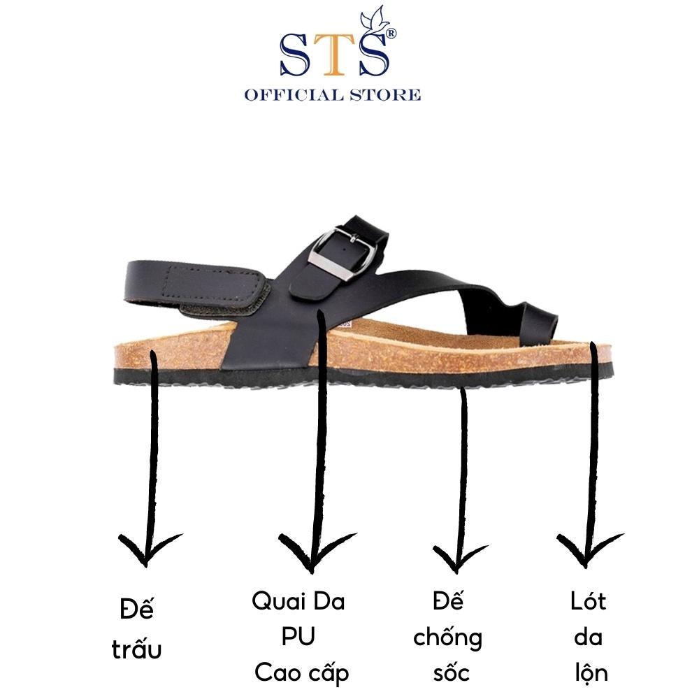Dép Sandal Đế Trấu Birken xỏ ngón quai chéo đi biển đi chơi Da PU cao cấp hàng xuất khẩu siêu bền STPU24 BH 6 tháng