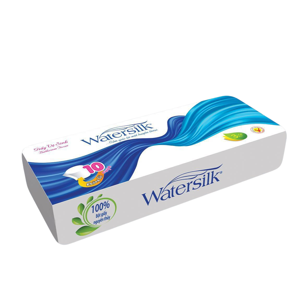 ( Tặng 2 cuộn) Giấy vệ sinh WATERSILK 36M Không Lõi 3 Lớp siêu dai mịn - 100% Bột giấy nguyên sinh - Hàng chính hãng.