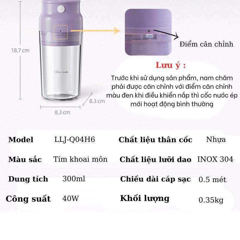 Máy Xay Sinh Tố Cầm Tay Mini Tích Điện LLJ-Q04B5 Công Suất-40W Sạc Pin Dung Tích 300ML- BẢO HÀNH 12 THÁNG