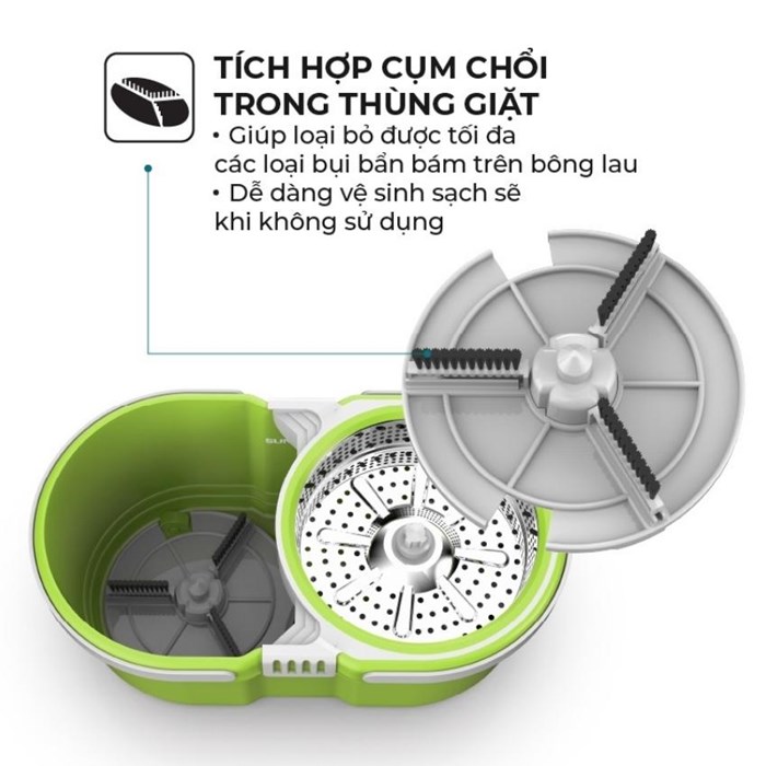 [ MỚI 3/2021 ] Bộ Lau Nhà Xoay 360 Độ Thế Hệ Mới SUN KS-CL260PG