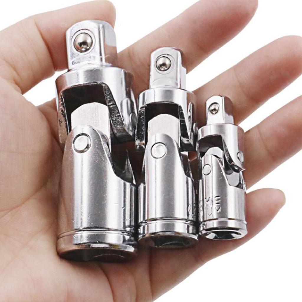 Universal Joint Set 4 Square Drive Ratchet Sockets Adapters 1/4" 3/8" 1/2"