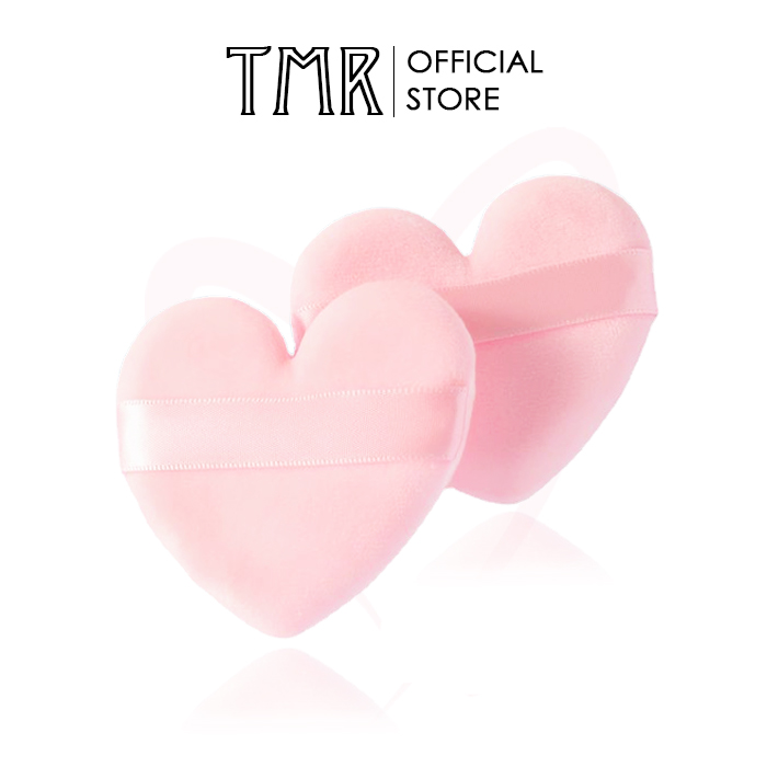 [Set 2] Bông Phấn Phủ Trái Tim TMR Love Pink Chất Liệu Cotton Cao Cấp, Đánh Phấn Nền/ Phấn Phủ Trang Điểm