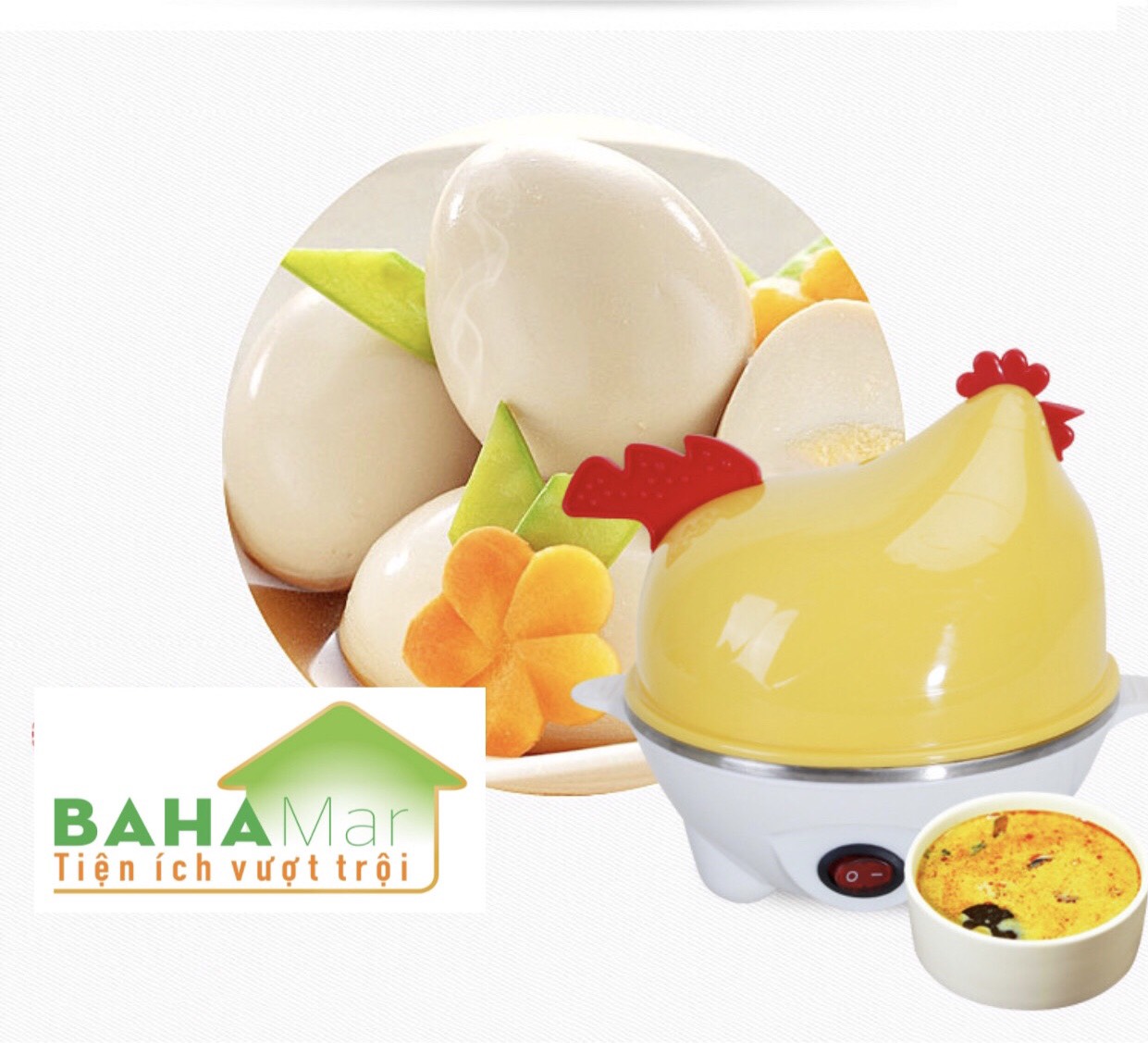NỒI HÌNH GÀ MÁI HẤP TRỨNG KIỂM SOÁT NHIỆT ĐỘ TỰ ĐỘNG TẮT KHI CHÍN "BAHAMAR" luộc hấp trứng nhanh gọn an toàn
