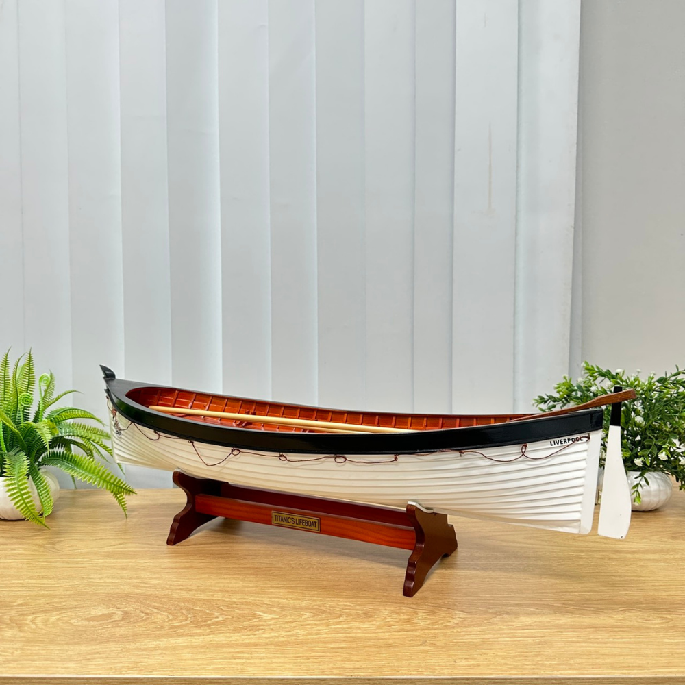 Mô Hình Thuyền Gỗ Phong Thủy Gia Nhiên, Thuyền Gỗ TITANIC'S LIFEBOAT, Dài 60cm, Thuyền Trang Trí Xuất Khẩu Chất Lượng Cao