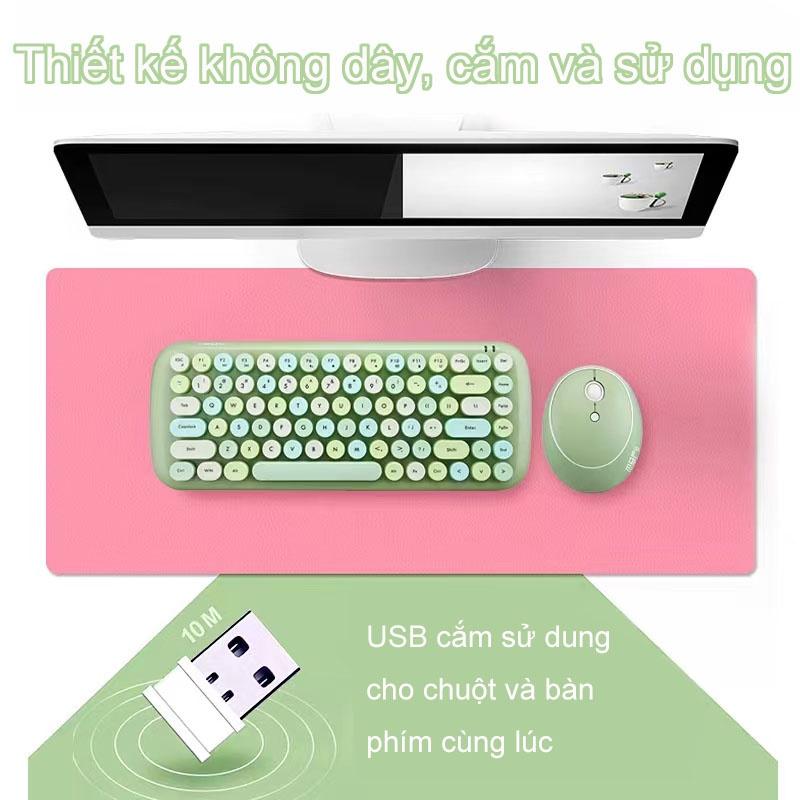 Bộ Bàn Phím Và Chuột Không Dây Candy 84 PhímTặng Pin, StickerTiết Kiệm Không Gian, Màu Sắc CUTE Hàng Chính Hãng