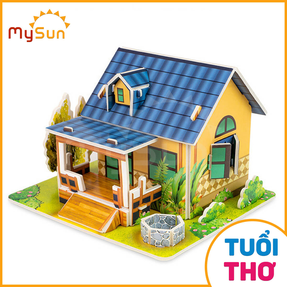 Xếp hình ngôi nhà lâu đài bằng giấy bộ lắp ráp ghép mô hình đồ chơi 3d cho bé 2 3 4 5 tuổi MySun